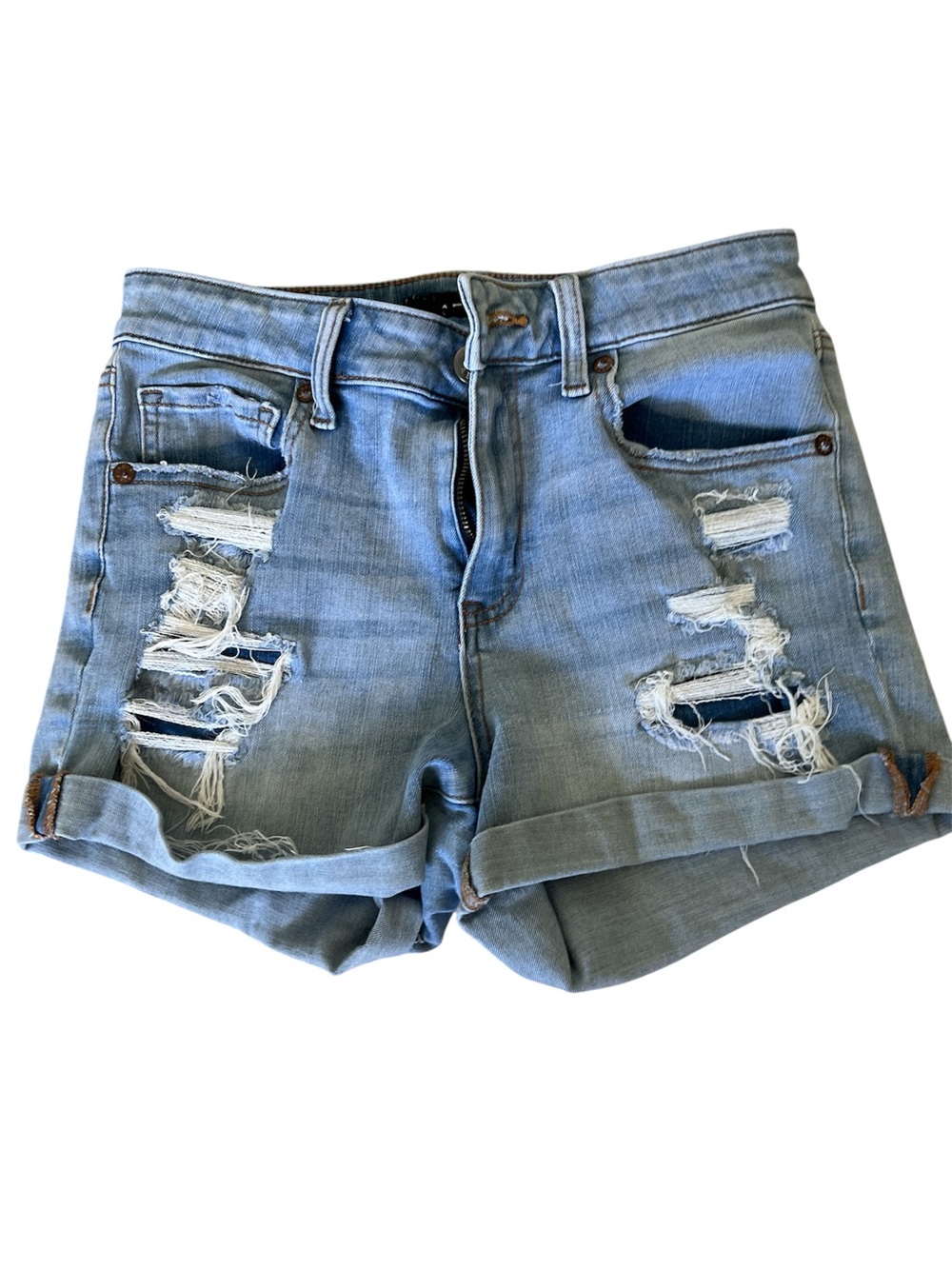 Aero - Light Blue Distressed Denim Shorts 8